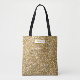 Bolsa Tote Olhar de Textura de Brilho Amarelo Dourado Falso C