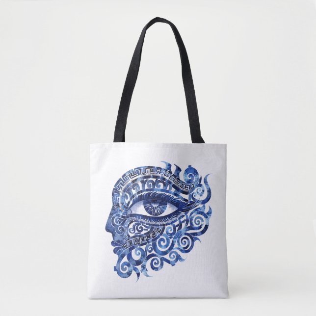 Bolsa Tote Olho abstrato Grego Mau com Chave Grego (Frente)