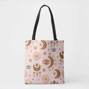 Bolsa Tote Olho celestial, lua, padrão solar.