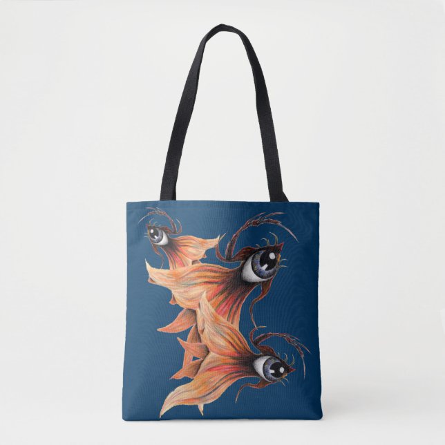 Bolsa Tote Olho Dourado Peixe Dourado Surreal Fantasia Arte O (Frente)