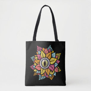 Bolsa Tote Olho Flor Colorida Arte Surreal Estranha