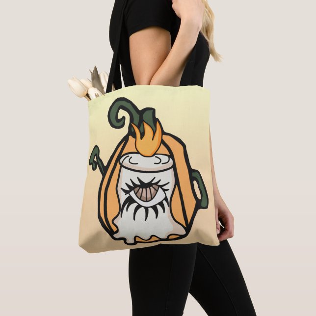 Bolsa Tote Olho mimado de Pumpkin de Madeira Retro (Close Up)