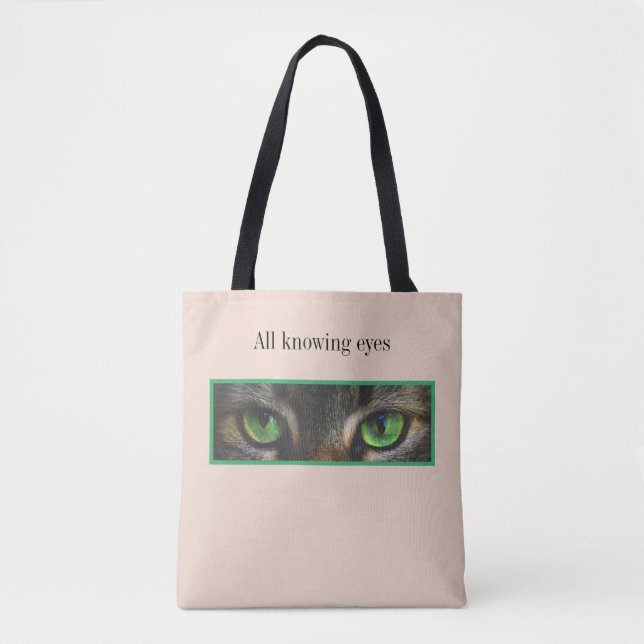 Bolsa Tote Olhos bonitos de gato sobre o bege (Frente)