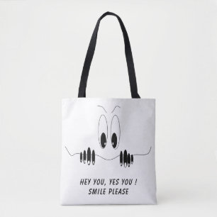 Bolsa Tote Olhos Curiosity Engraçados - Sorria - Adicione Se