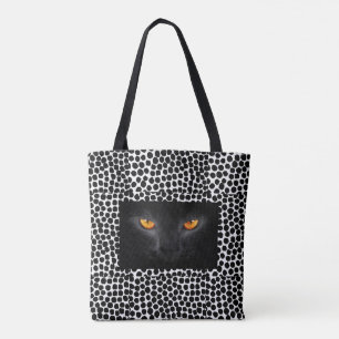 Bolsa Tote Olhos de gato preto e bolinhas branca
