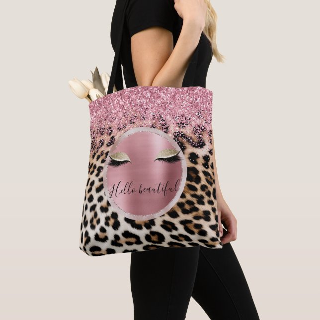 Bolsa Tote Olhos Dourados de Lágrimas Castanhos Leopardo (Close Up)