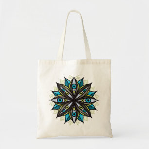 Bolsa Tote Olhos Estranhos, Mandala Art - Azul-Flor Trippy Ve