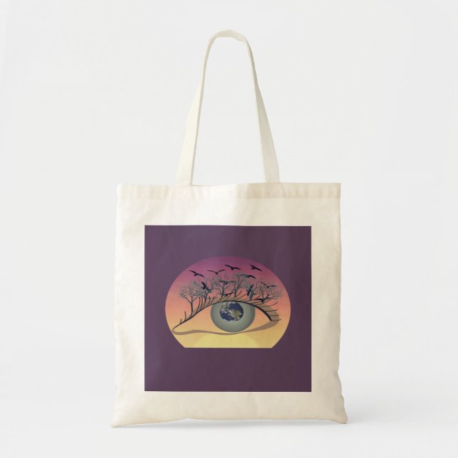 Bolsa Tote Olhos no Mundo - Natureza e Arte da Terra (Frente)