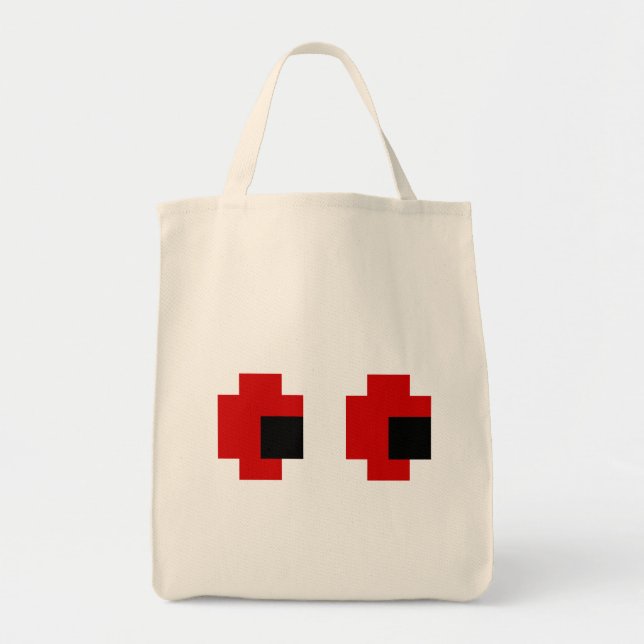Bolsa Tote Olhos Vermelhos Brancos de 8 Bits (Frente)