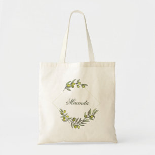 Bolsa Tote Olive Greenery Watercolor Floral Bridesmaid