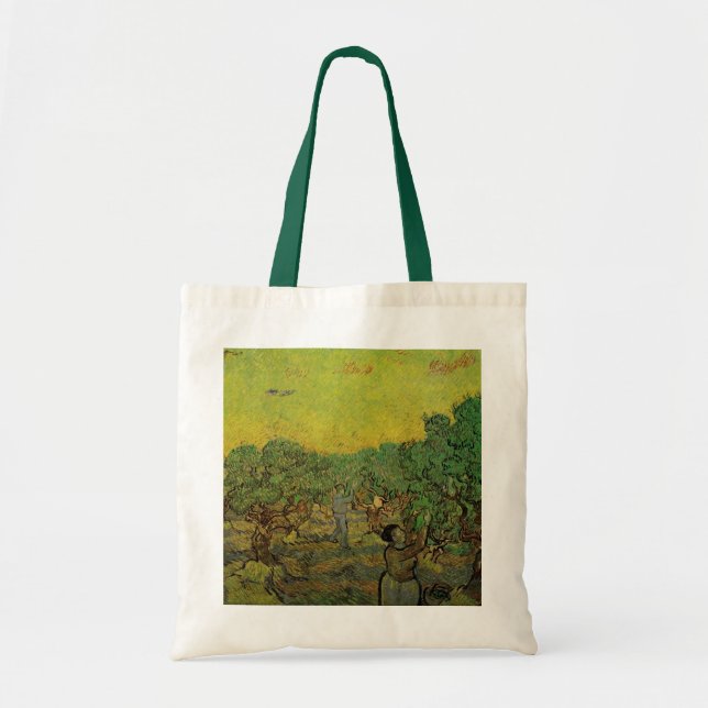 Bolsa Tote Oliveira com Figuras Colhendo, Vincent van Gogh (Frente)