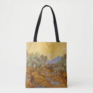 Bolsa Tote Oliveiras de Van Gogh Céu Sol Amarelo