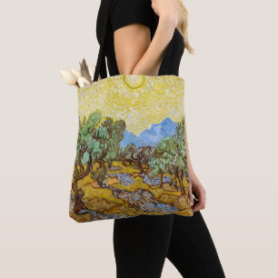 Bolsa Tote Oliveiras de Van Gogh - Sol Dourado e Céu Arte