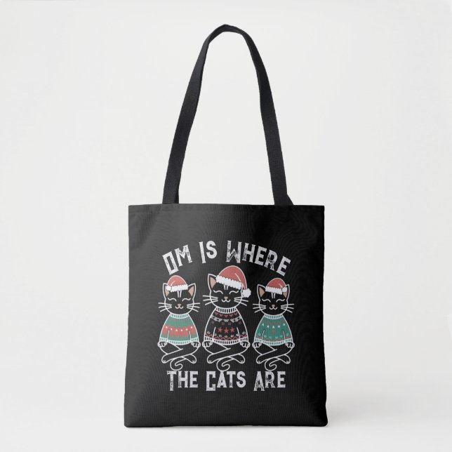 Bolsa Tote Om É Onde Os Gatos São Férias Festivas (Frente)