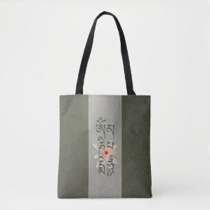 Bolsa Tote Om Mani Padme Hum Lotus - Azul-verde