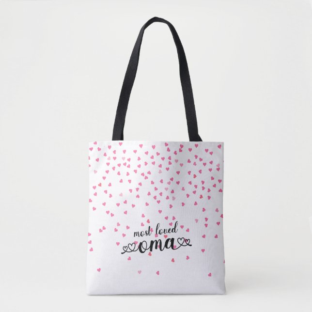 Bolsa Tote Oma Mais Amada Corações (Frente)