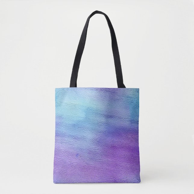 Bolsa Tote Ómbolo de Aquarela Azul e Púrpura (Frente)