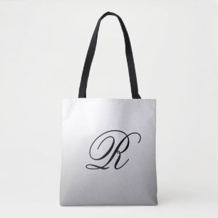 Bolsa Tote Ombre cinzento sobre alguma cor com monograma