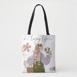 Bolsa Tote Ombro Amante da Natureza Floral Estétic