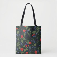 Bolsa Tote Ombro com Padrão de Frutas Silvestres