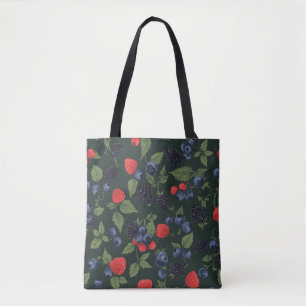 Bolsa Tote Ombro com Padrão de Frutas Silvestres