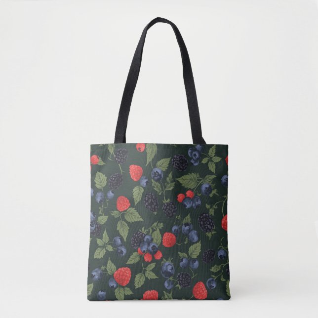 Bolsa Tote Ombro com Padrão de Frutas Silvestres (Frente)