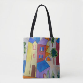 Bolsa Tote Ombro da vila abstrato Summer