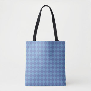 Bolsa Tote Ombro do padrão de diamante do verificador azul