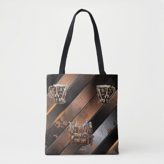 Bolsa Tote Ombro Dramática Preta e Cobre para Ferr (Frente)