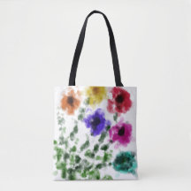 Bolsa Tote Ombro Floral Arco-Íris Aquarela