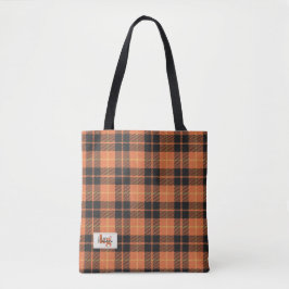 Bolsa Tote Ombro na moda Laranja e Xadrez Preto para Cores