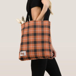 Bolsa Tote Ombro na moda Laranja e Xadrez Preto para Cores