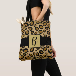 Bolsa Tote Onça Pintada Estampa de Leopardo Manchas Dourado B