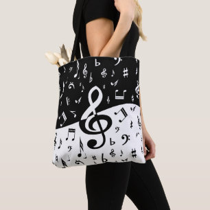 Bolsa Tote Onda à moda do Clef de triplo preto e branco
