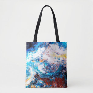Bolsa Tote Onda de mar azul. Placas artísticas de tintas bril