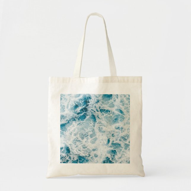 Bolsa Tote Onda de Verão no Oceano Azul (Frente)