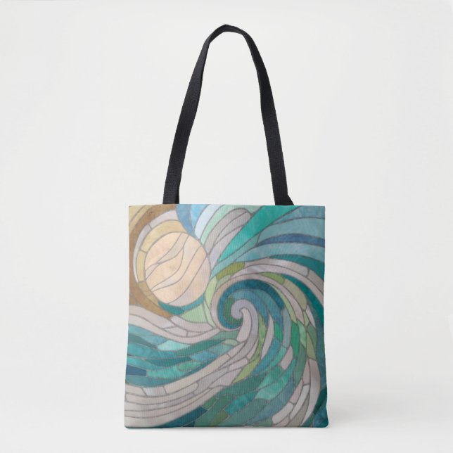 Bolsa Tote Onda e Lua do Mosaico (Frente)