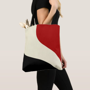 Bolsa Tote Onda mínima elegante em vermelho, preto e creme