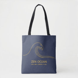 Bolsa Tote Onda Zen Minimalista - Linha Abstrata do Oceano