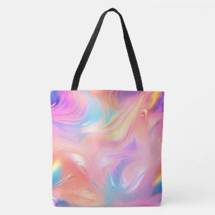 Bolsa Tote Ondas abstratas rosa azul amarelo neon modernas