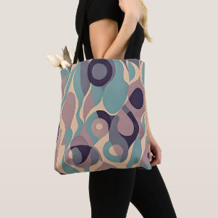 Bolsa Tote Ondas abstratas roxas e azuis suaves