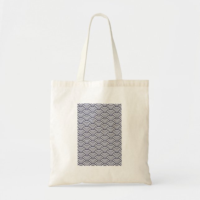 Bolsa Tote Ondas Azuis Japonesas Seigaiha Mar (Frente)