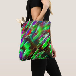 Bolsa Tote Ondas coloridas em verde, vermelho, lilás e roxo