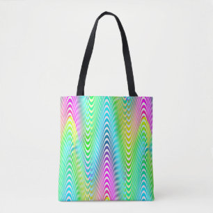 Bolsa Tote Ondas Coloridas Neon Traços sem costura