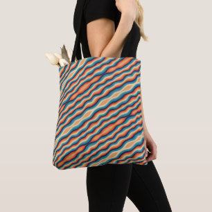 Bolsa Tote Ondas Coloridas Vintage Retro