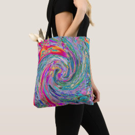 Bolsa Tote Ondas de Cores Psicodélicas Florais Abstratas em A