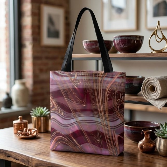 Bolsa Tote Ondas de Rosa (Criador carregado)