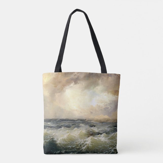 Bolsa Tote Ondas de Tempestade Oceânica (Verso)