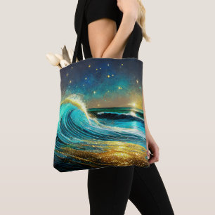 Bolsa Tote Ondas Divergentes Brilhantes do Oceano