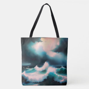 Bolsa Tote Ondas do oceano azul bonito pintura